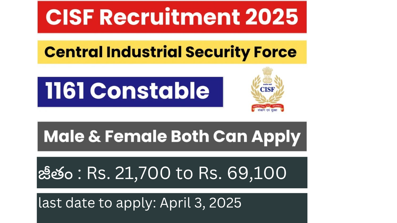 CISF RECRUITMENT 2025, VACANCIES 1161